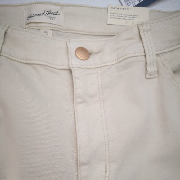 NWT Universal Thread Ladies Size 17R Cream High Rise Skinny Super Stretch Pants - Picture 10 of 15